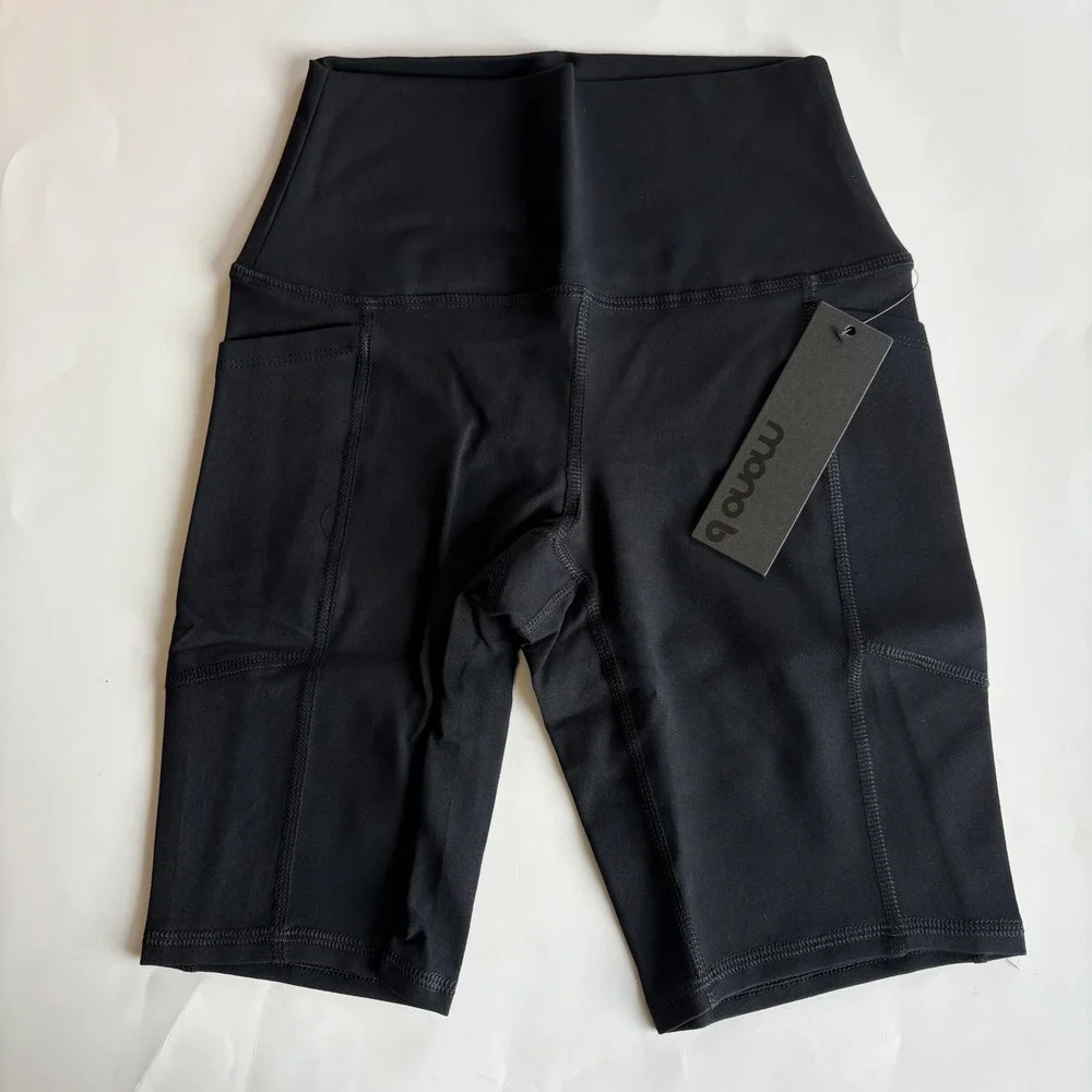 Mono B Women's‎ XS Black Biker Shorts Athletic Athleisure Pockets Running 8